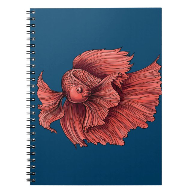 Caderno Espiral Coral Siamese lutando peixes (Frente)