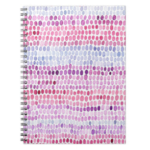 Caderno Espiral Corante d'água listrado: Cinza Rosa Polka