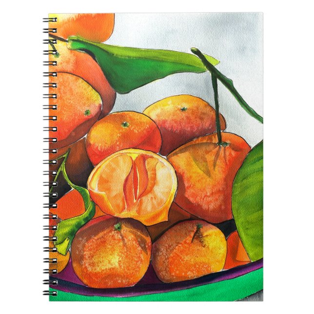 Caderno Espiral Corante laranja-tangerina fruta (Frente)