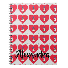 Caderno Espiral  Coreia Kpop Pattern Red Blue Hand Heart School