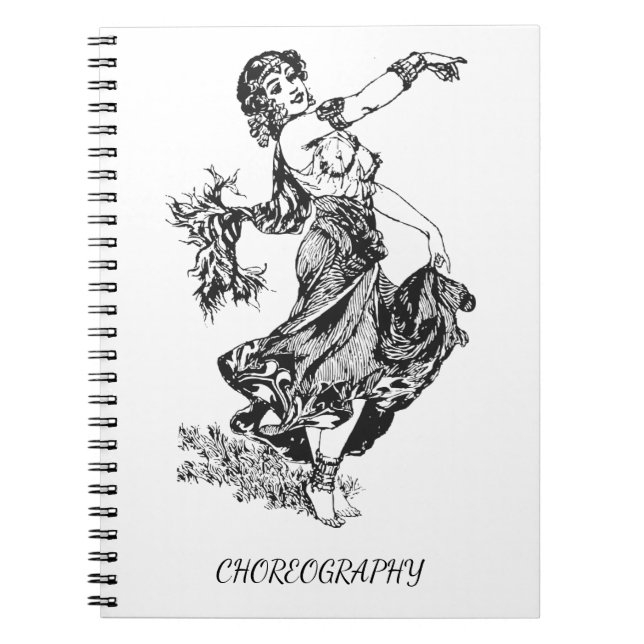 Caderno Espiral Coreografia do dançarino de barriga do vintage (Frente)
