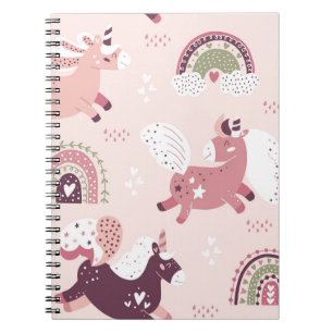 Caderno Espiral Cores Arco-Íris: Fundo Mágico Pastel.