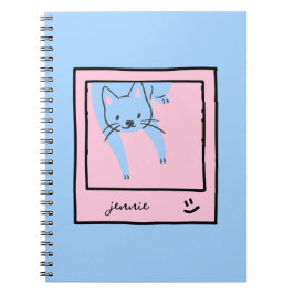 Caderno Espiral Cores Azul e Rosa de Gato Fofo