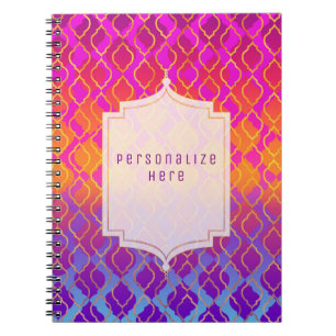 Caderno Espiral Cores Brilhantes Árabe Marroquino Glam Personaliza