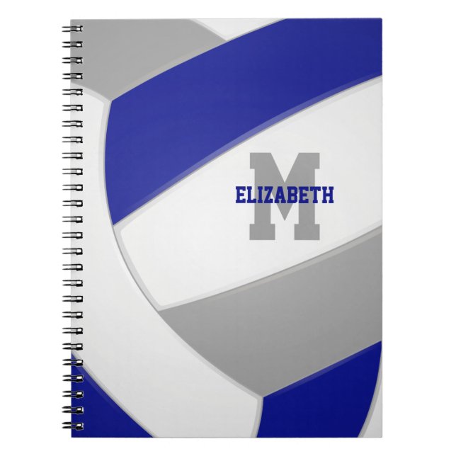 Caderno Espiral cores da equipe azul cinza volei personalizado (Frente)