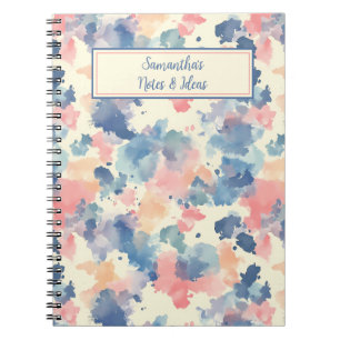 Caderno Espiral Cores d'água reproduzem cor-de-rosa azul