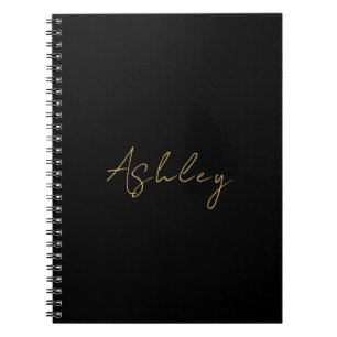 Caderno Espiral Cores Ouro Preto Profissional Moderno Nome