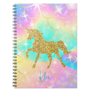 Caderno Espiral cores pastel unicorn