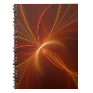 Caderno Espiral Cores Quentes Modernas de Arte Fractal Mística Abs