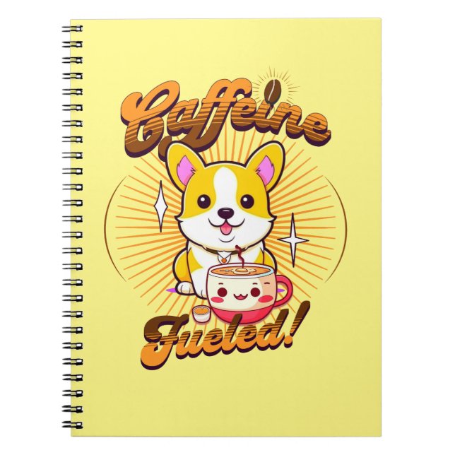 CADERNO ESPIRAL CORGI CAFEINE COMBUSTÍVEL! (Frente)
