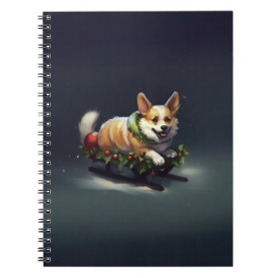 Caderno Espiral Corgi Natal neve inverno