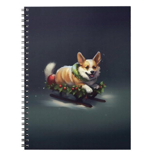 Caderno Espiral Corgi Natal neve inverno (Frente)