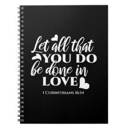 Caderno Espiral Corintianos preto e branco 1 verso de Bíblia 16:14