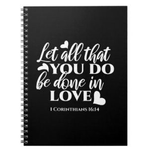Caderno Espiral Corintianos preto e branco 1 verso de Bíblia 16:14
