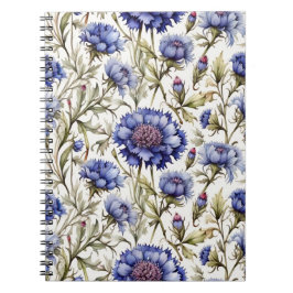 Caderno Espiral Cornflower blue vintage style floral notebook