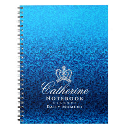 Caderno Espiral Coroa Azul Brilhante