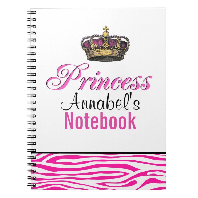 Caderno Espiral Coroa da princesa no rosa quente (Frente)