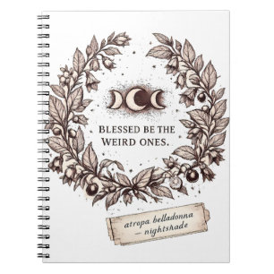 Caderno Espiral Coroa de Botânica Vintage e Bruxa Nightshade