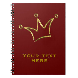Caderno Espiral Coroa Dourada Engraçada - luxuosa realeza 1