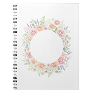 Caderno Espiral Coroa Floral de Aquarela Elegante Nota Personaliza