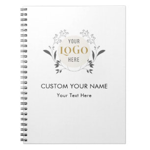 Caderno Espiral Coroa Floral Elegante Modelo de Logotipo Personali