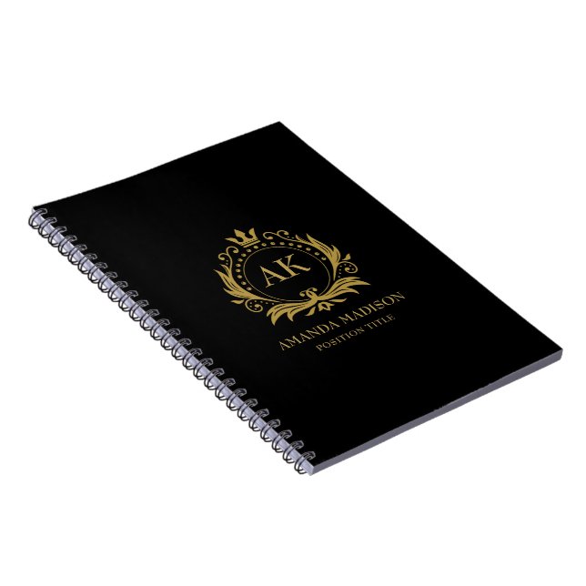 Caderno Espiral Coroa Monograma Luxo Ouro   (Lado Direito)