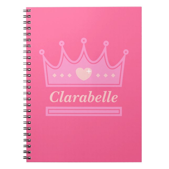 Caderno Espiral Coroa rosa para a Princesa Real (Frente)