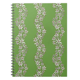 Caderno Espiral Corrente de margarida Flores brancas verdes