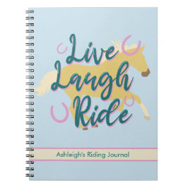 Caderno Espiral Corrida ao Vivo - Teal + Cavalo Palomino Andando