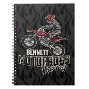 Caderno Espiral Corrida de Motocross de bicicleta Dirt NAME Person