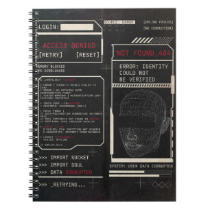 Caderno Espiral Corrompido - Design de Streetwear Techno-Brutalist