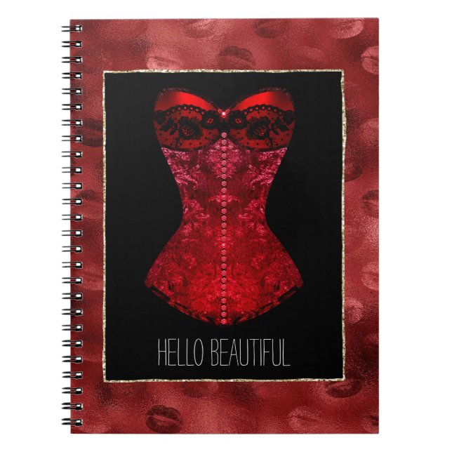 Caderno Espiral Corset de Lábios Vermelhos (Frente)
