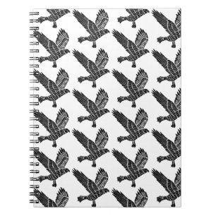 Caderno Espiral Corte de Raven Lino Voador Negro e Branco