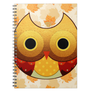 Caderno Espiral Coruja adorável do outono