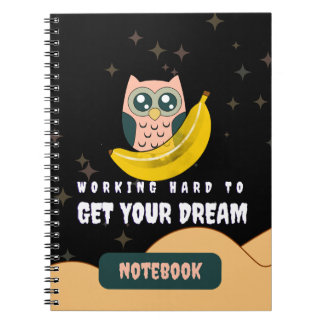 Caderno Espiral Coruja Banana Moon Working Duro Cote