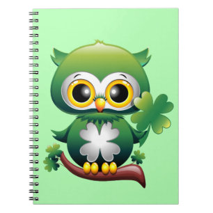 Caderno Espiral Coruja Bebê Lindo St Patrick Desenho Animado