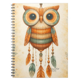 Caderno Espiral Coruja Caprichosa Boho Catadora de Sonhos