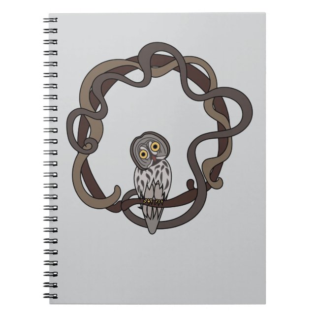 Caderno Espiral Coruja cinzenta grande (Frente)