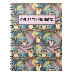 Caderno Espiral Coruja Colorida Bonita Personalizada