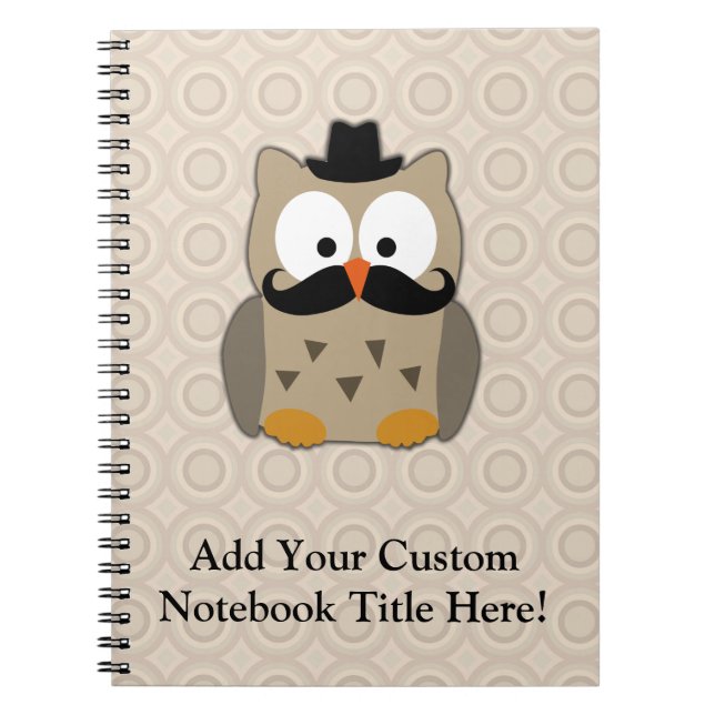 Caderno Espiral Coruja com bigode e chapéu (Frente)