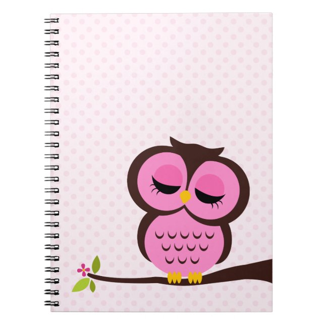 Caderno Espiral Coruja cor-de-rosa (Frente)