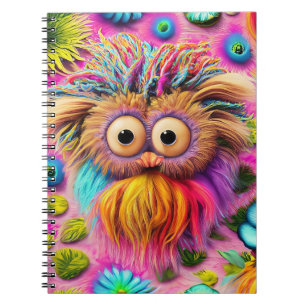 Caderno Espiral Coruja Cósmica Trippy Hippie Psychedelic Original