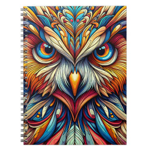 Caderno Espiral Coruja da Sabedoria Celestial – Abstrato Geométric