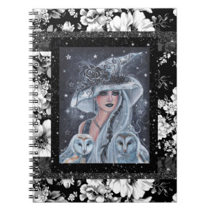 Caderno Espiral Coruja das bruxas do Halloween por Renee Lavoie