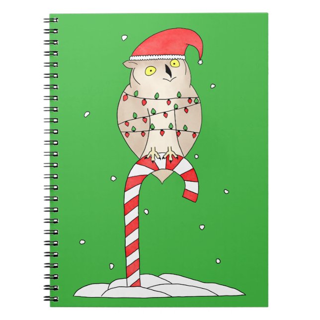 Caderno Espiral Coruja de Natal Fofa (Frente)