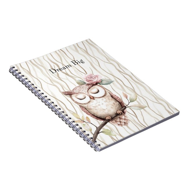 Caderno Espiral Coruja-Flor Rosa Encantada (Lado Direito)