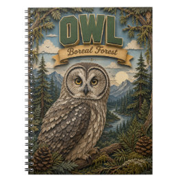 Caderno Espiral Coruja Floresta Boreal POPCUT