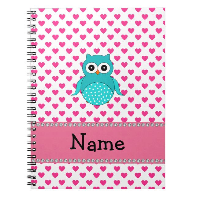 Caderno Espiral Coruja fofa de nome personalizado (Frente)