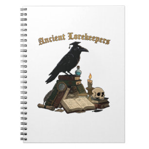 Caderno Espiral Coruja Guardiã da Lore Antiga Dark Academia Góti