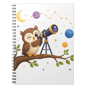 Caderno Espiral Coruja Observadora de Estrelas